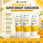 Vitamin C + E Super Bright Sunscreen SPF 50 PA+++ - Daily UV Protection | 60g × Pack of 3